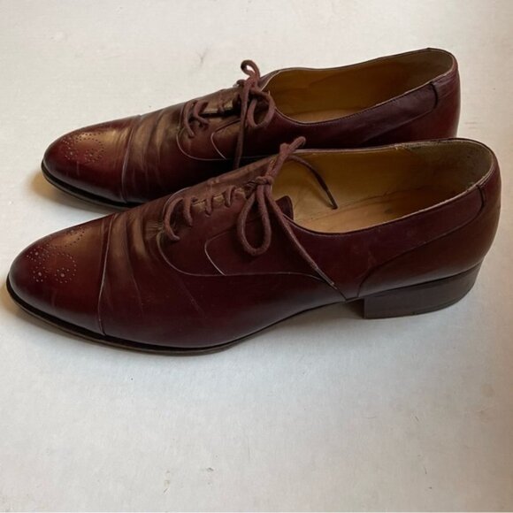 Bally Oxfords Mens 10 M Luxury Brown Leather Dress Shoes Almond Toe Laces Office main image 4